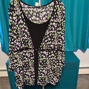 Studio 1940 Multicolor clip front Blouse size 30/32 EUC wear clipped or open